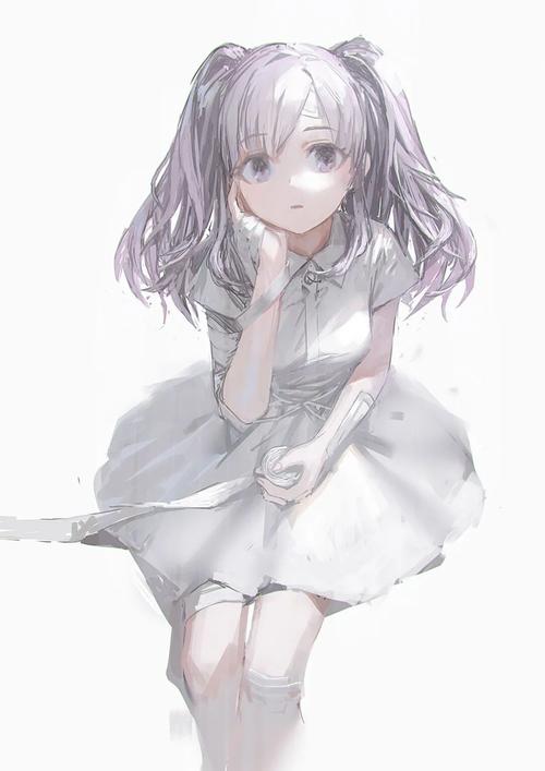 插画壁纸|二次元纯灰色调洛丽塔少女太酷了!动漫漫画女生高清场景插画