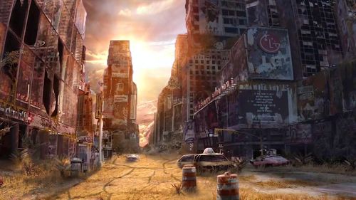 世界末日,街道,废弃建筑,城市废墟,街景