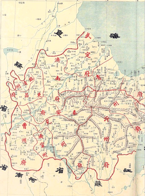 清朝山东西半部地图