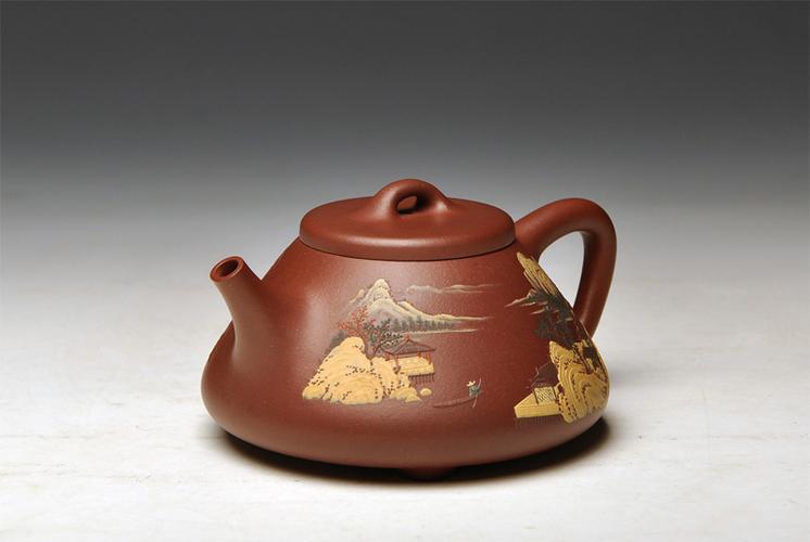 山水泥绘石瓢,鼎山名砂,杨健紫砂壶,杨健紫砂壶,杨健