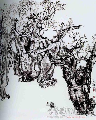 国画名家张三友枯木逢春
