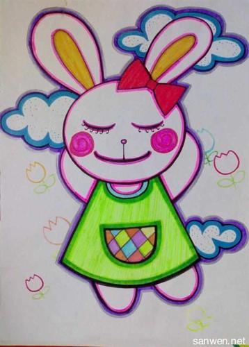 儿童画动物简笔画兔子