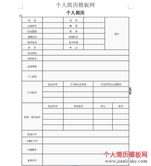 电子信息个人简历表格
