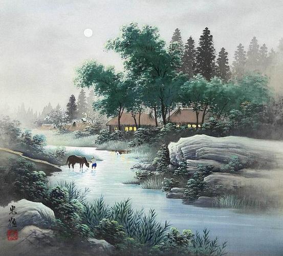 水彩画:日本艺术家小岛光径( koukei kojima )山水画
