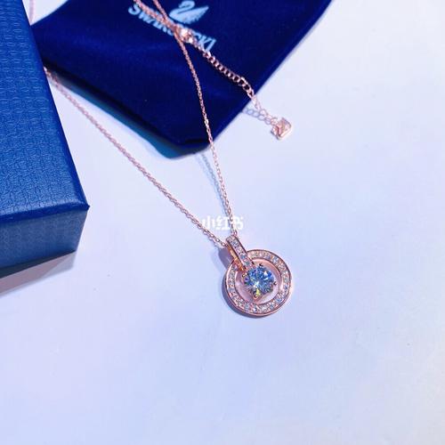 进口lavender四爪圆环项链 s925纯银微镶进口仿真锆钻