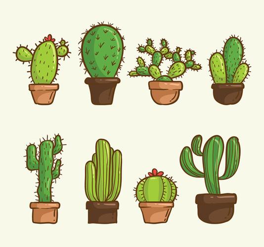 矢量花草树木所需点数:0点关键词:8款彩绘仙人掌盆栽矢量素材,仙人球