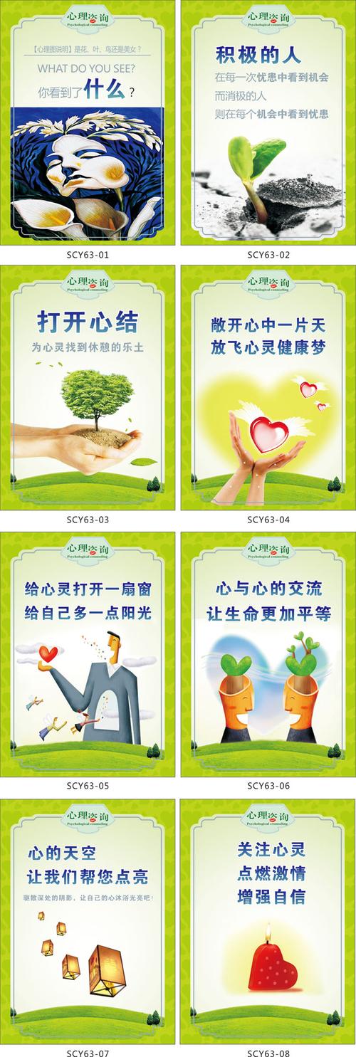 标语王 心理咨询室宣传画标语挂图海报 关注心灵健康宣传栏展板墙贴画