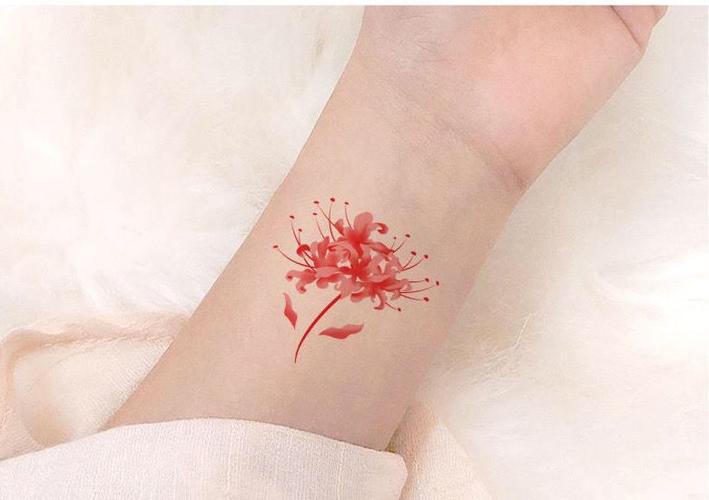 彼岸花纹身贴彼岸花纹身贴曼珠沙华防水女韩国仿真小清新可爱性格锁骨