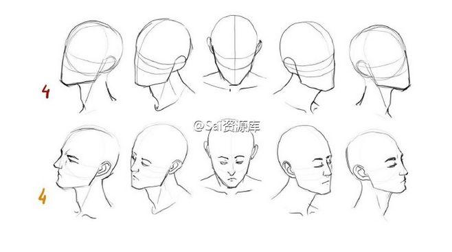 sai资源库# 人物头部教程&头部角度参考,帮你了解五官的正确位置