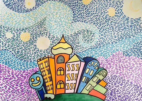 最好的答案是:画画. 绘画真正的魅力在于让孩子们去大胆想象和描绘.