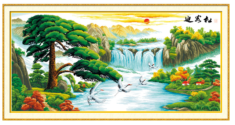 求迎客松十字绣线板色号对照图