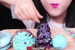asmr吃播jane,吃蓝色系甜品食物