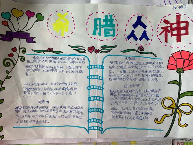 希腊众神群像展——新建小学四年级优秀手抄报赏