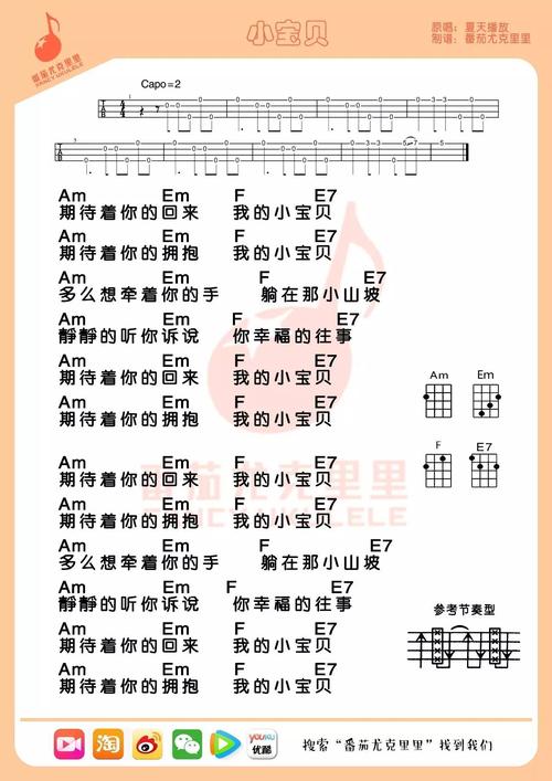 小宝贝 尤克里里弹唱谱 by 番茄尤克里里  标签:  弹唱谱 | 番茄