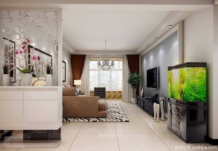 现代客厅隔断鱼缸图片