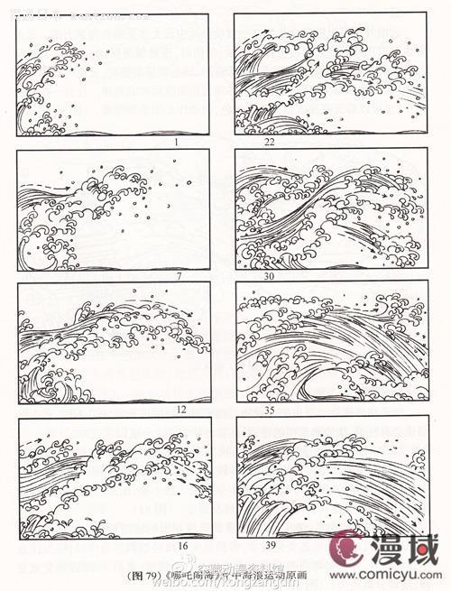 《哪吒闹海》中的海浪运动原画