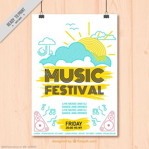 关键词:音乐节海报 海报 音乐节 音乐 派对 party 简约 手绘 彩绘