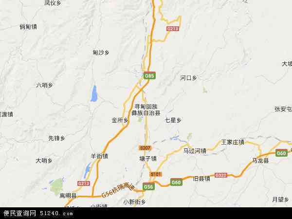 寻甸回族彝族自治县昆明倘甸产业园区轿子山旅游开发区地图(卫星地图)