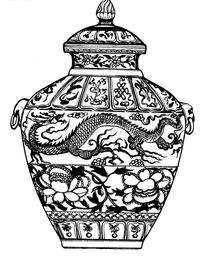 矢量布满龙纹的古代器皿图形