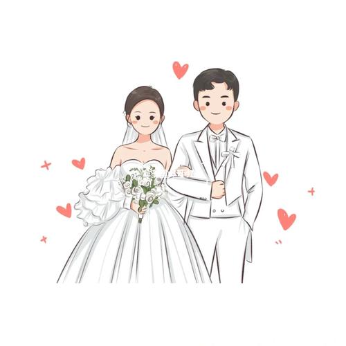 婚纱照手绘q版卡通可爱蜡笔风情侣_手绘_头像_婚纱照