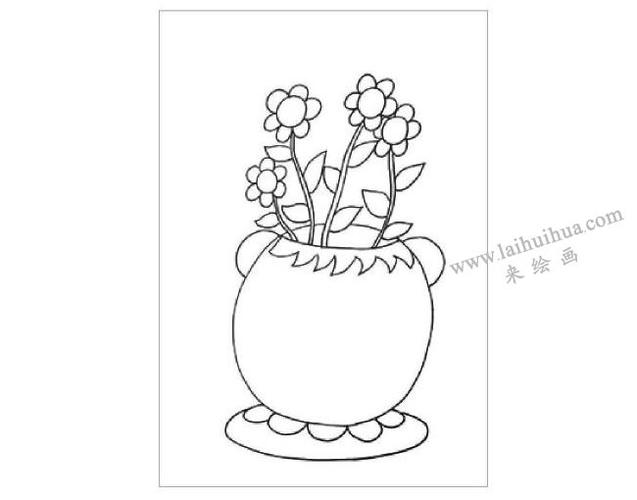 步骤一:设计出花盆的造型以及花朵的样子.