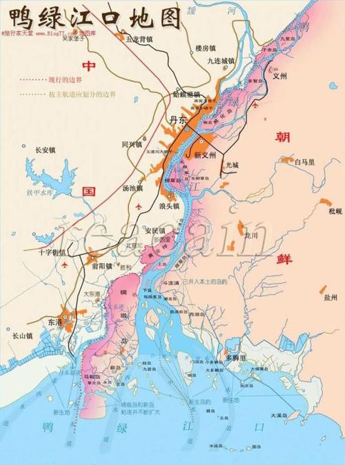 鸭绿江口地图           上世纪60年代,千赤岛(也称于