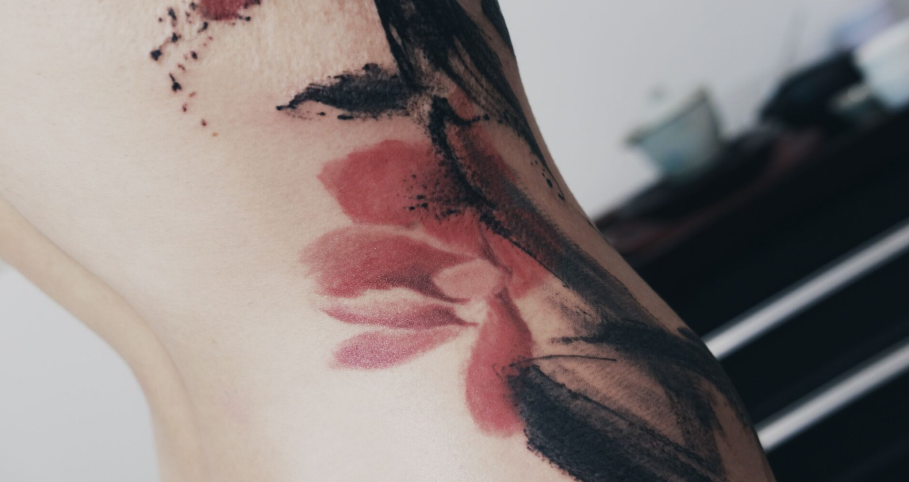 腰部国风泼墨纹身女 (6)