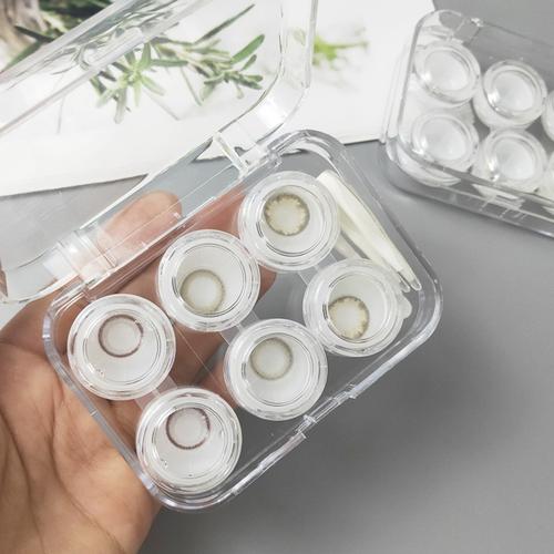 特价透明美瞳_隐形眼镜盒三幅装美瞳盒透明收纳套装护理盒伴侣盒双联