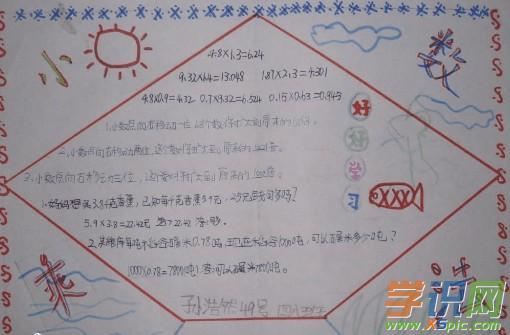 数学小数乘法手抄报精美图片_小学生数学小数乘法手