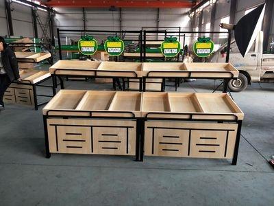 钢木水果架蔬果架水果货架蔬菜水果货架木质超市水果蔬菜堆头架.