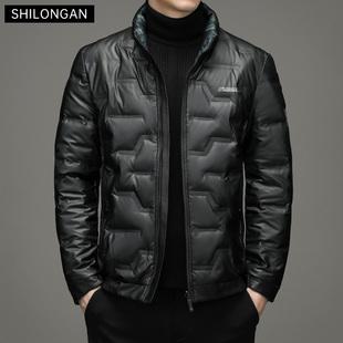 羽绒服男2021新款冬季薄款潮流两面穿中青年保暖舒适立领上衣外套