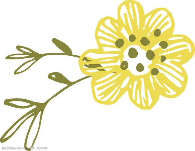 彩绘黄花卡通透明素材
