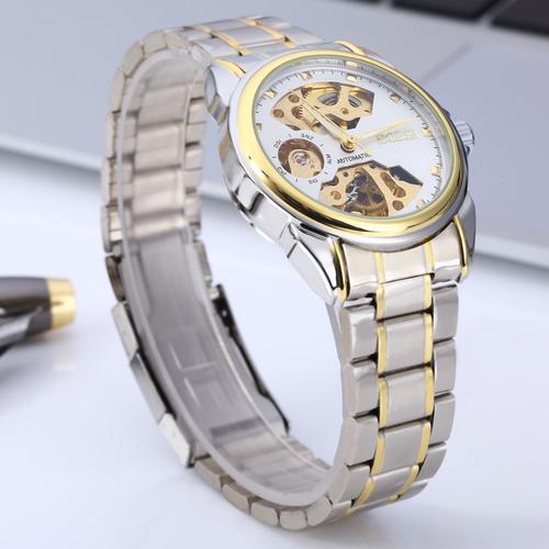 bosck 668 double-sided hollow-out automatic mechanical men watch