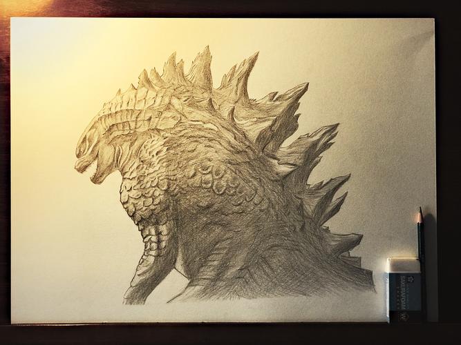 最近几天练习画了一张哥斯拉