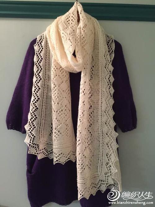 棒针蕾丝镂空长围巾