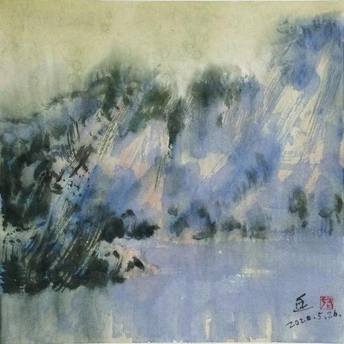 党一百周年绘画作品红红火火中国年喜迎建党100周年美术作品云展水彩