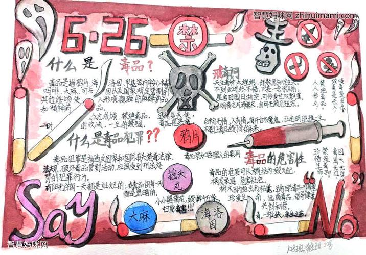 五年级禁毒日手抄报绘画作品