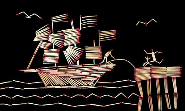 火柴画diy废物利用的创意制作图解教程_废物利用_手工制作大全_中国