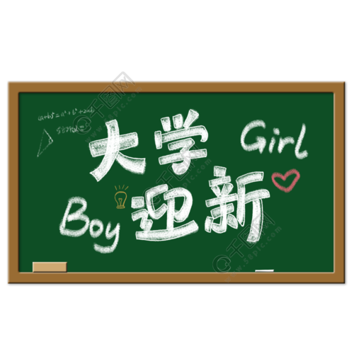 大学迎新黑板报粉笔效果艺术字