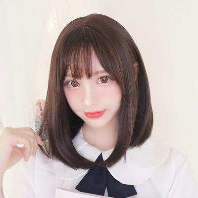 假发女锁骨发自然中长直发齐肩气质修脸空气刘海全头发套网红发型图片