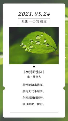 古诗词日历戴复古初夏游张园赏析