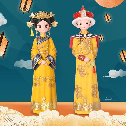 宫廷中国风古代皇上皇后小摆件装饰品创意新婚结婚礼物送新人一对