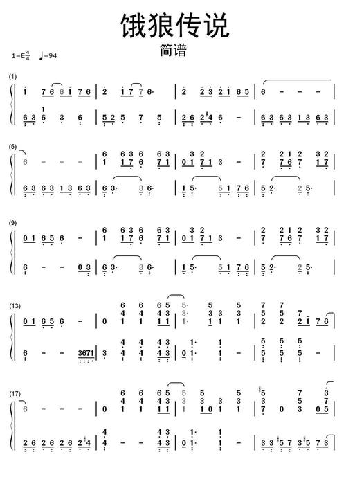 >>饿狼传说张靓颖简谱乐谱