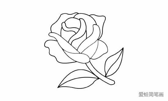 简笔画大全 植物简笔画 花朵简笔画步骤五:画出叶子.