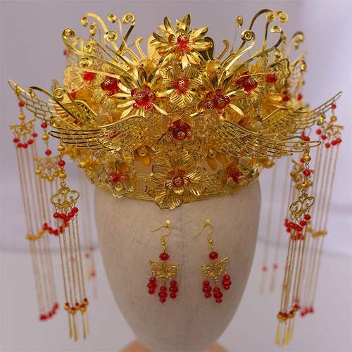 新娘中式皇后大凤冠霞帔头饰古装发饰流苏结婚礼古风