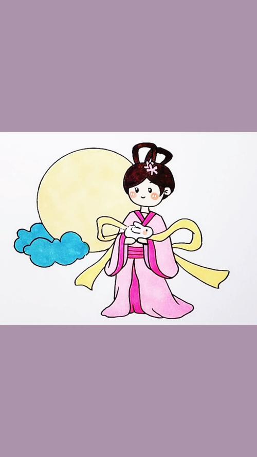 简笔画_绘画教程_中秋节去哪玩_嫦娥奔月_兴趣爱好_绘画