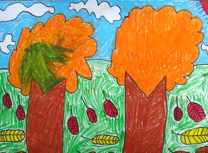 秋天的树儿童画图片大全2