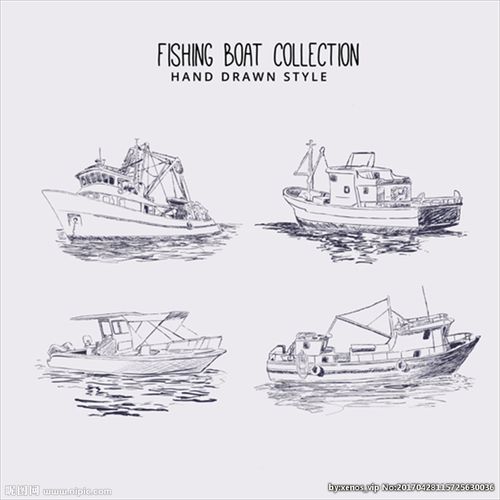 四款手绘渔船蓝图图片