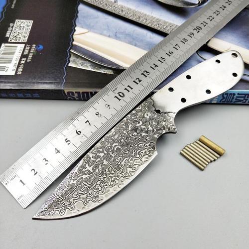大马士革钢直刀胚随身 半成品刀片刀坯野外刀具小刀水果刀diy刀具