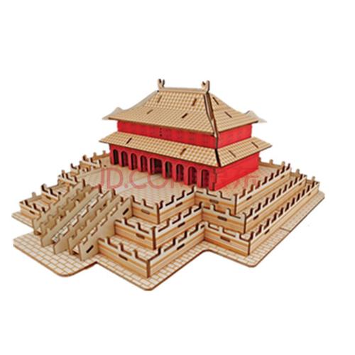 中国古建筑模型木质立体3d拼图木头手工拼装积木制作玩具天坛 激光版